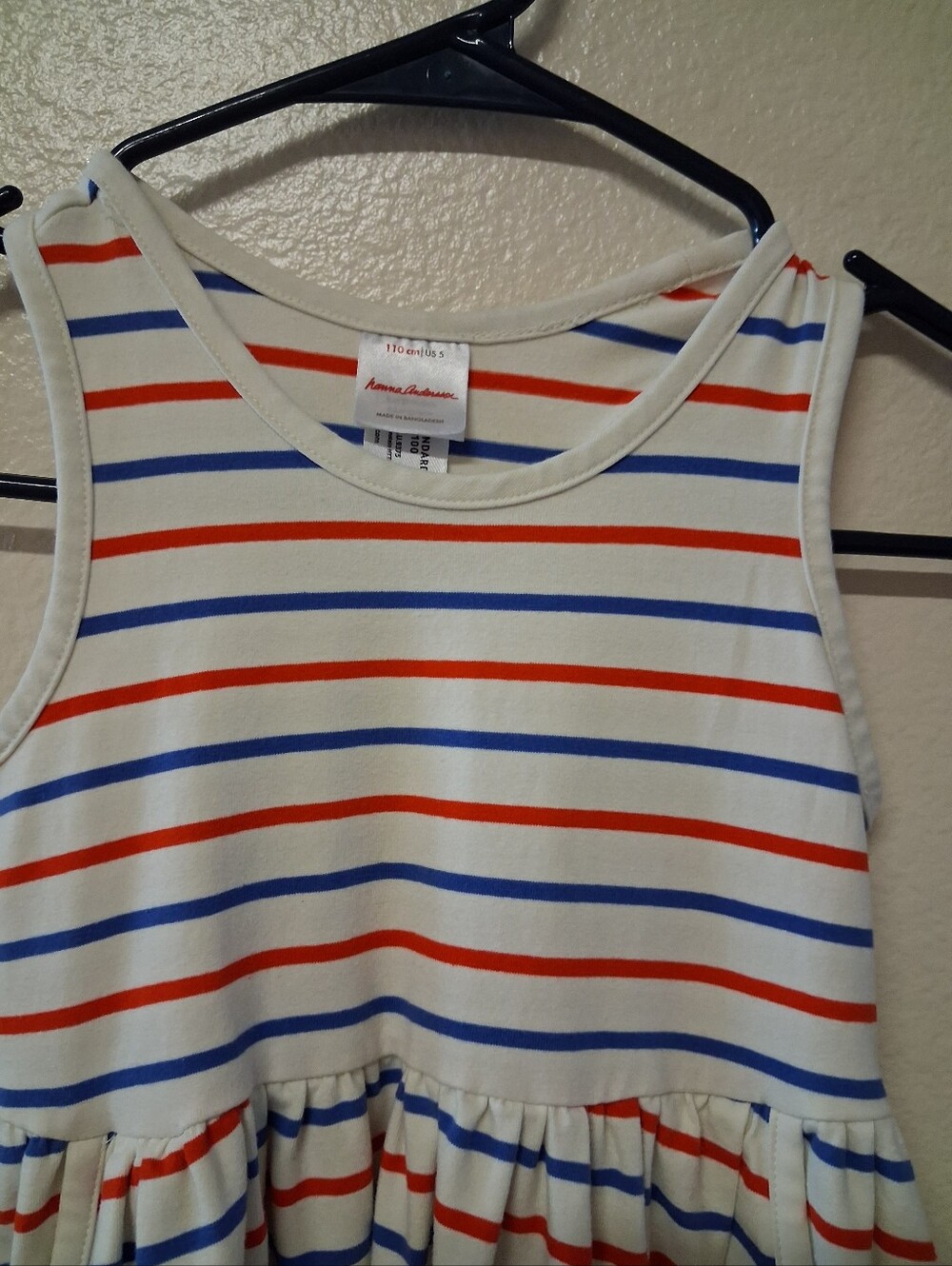 Hanna Andersson White Tank Dress with Red & Blue Stripes - Picture 4 of 7